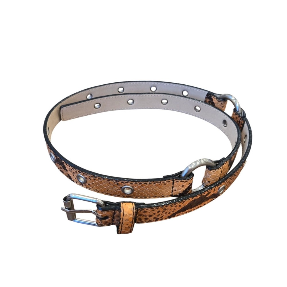 Worth Women's Belt Italian Leather Snakeskin Silver Ring Luxury Hardware‎ Medium